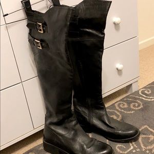 Black Leather Steve Madden Knee High Boots